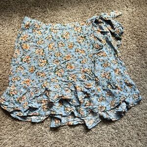 Floral Ruffle Wrap Skirt